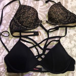 2 for 1✌🏼DEAL - VICTORIA’S SECRET Halter Pushup Bikini Top Lot 32A BUNDLE